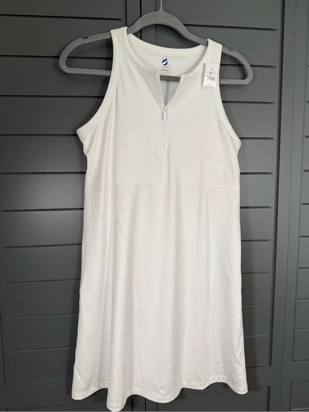 Lou & Grey White Half Zip Sleeveless Performance Dress NWT Size S